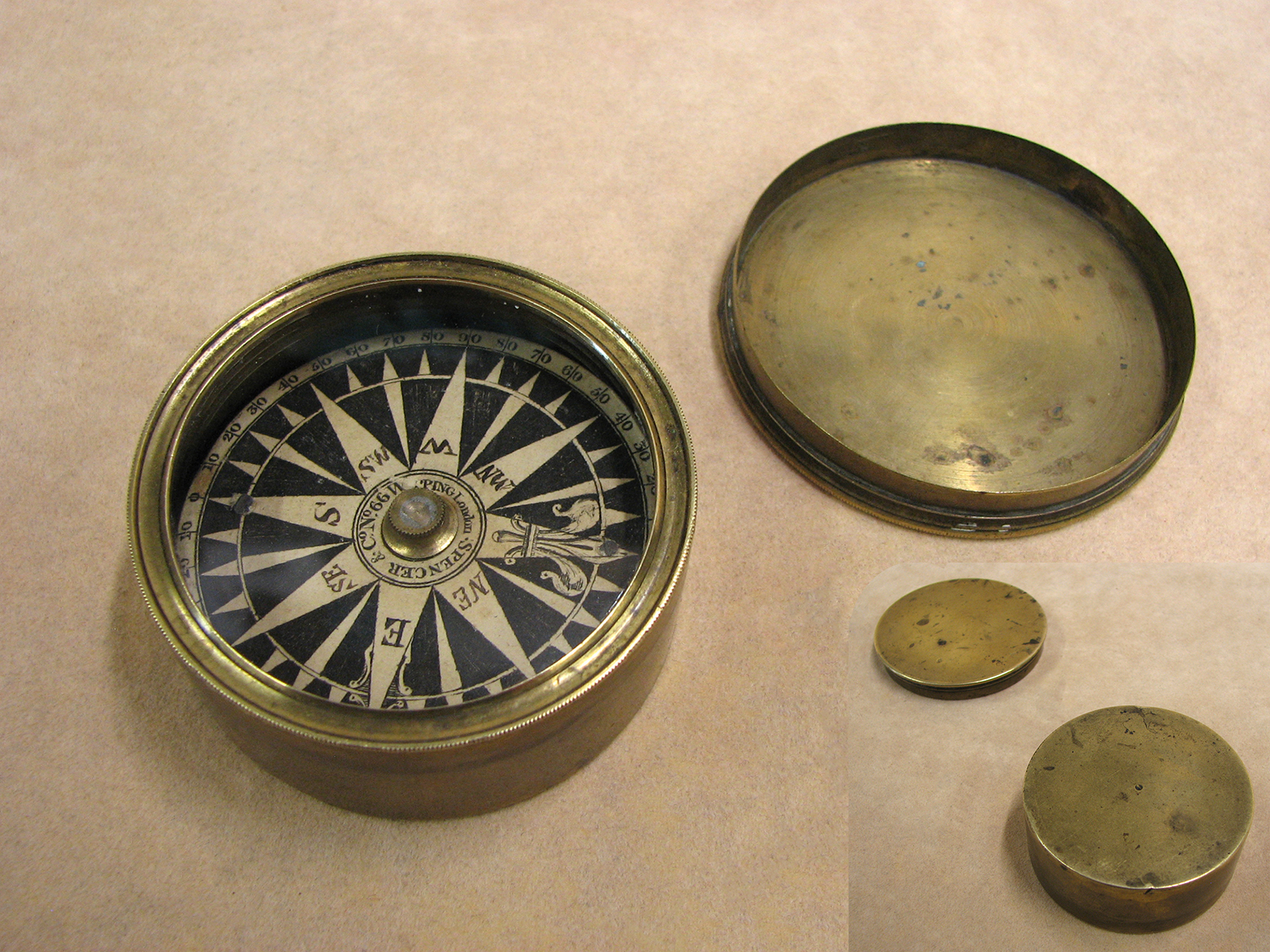 19th century explorers pocket compass by Spencer Browning & Co circa 1840